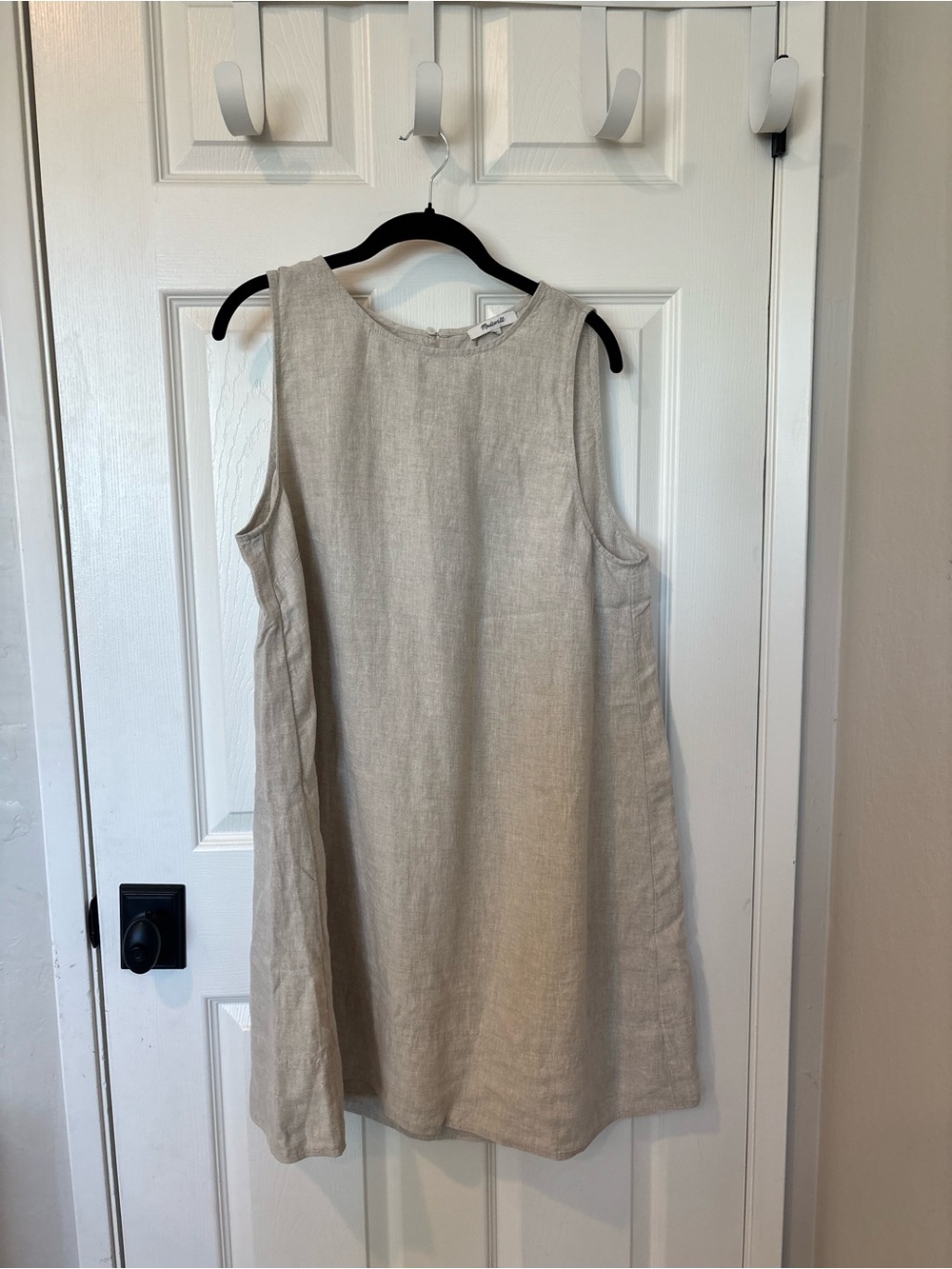 Madewell Sleeveless Mini Shift Dress in Light Beige